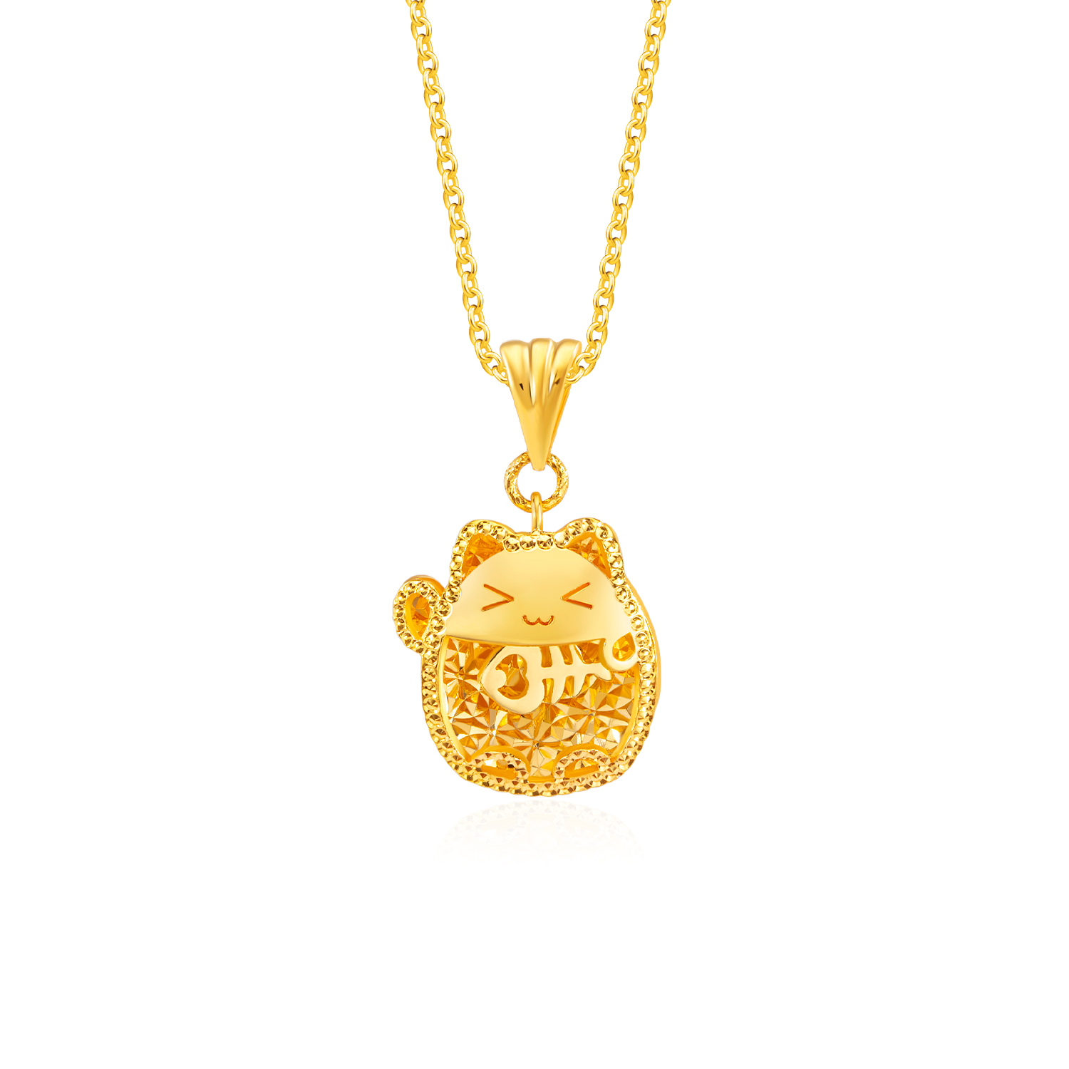 SK 916 Prosperity Cat  Gold Pendant SK Jewellery