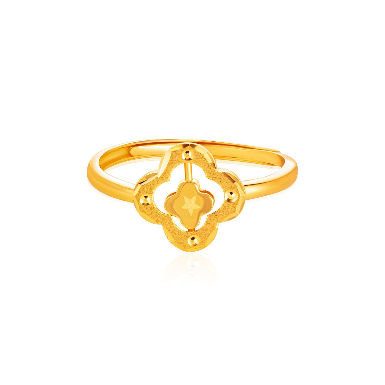 SK 916 Double Clover Gold Ring | SK Jewellery