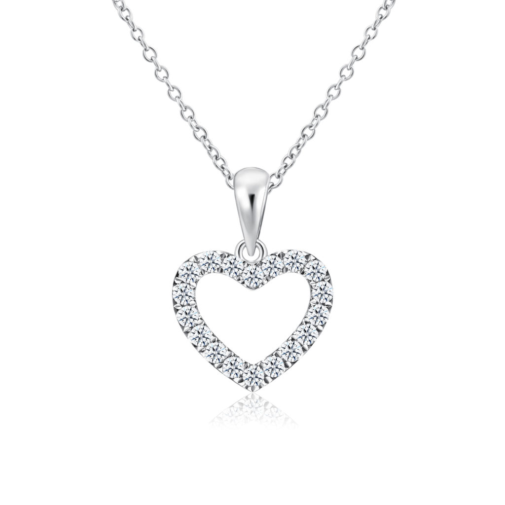 heart shaped white gold necklace