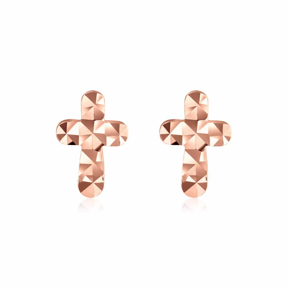 rose gold cross earrings