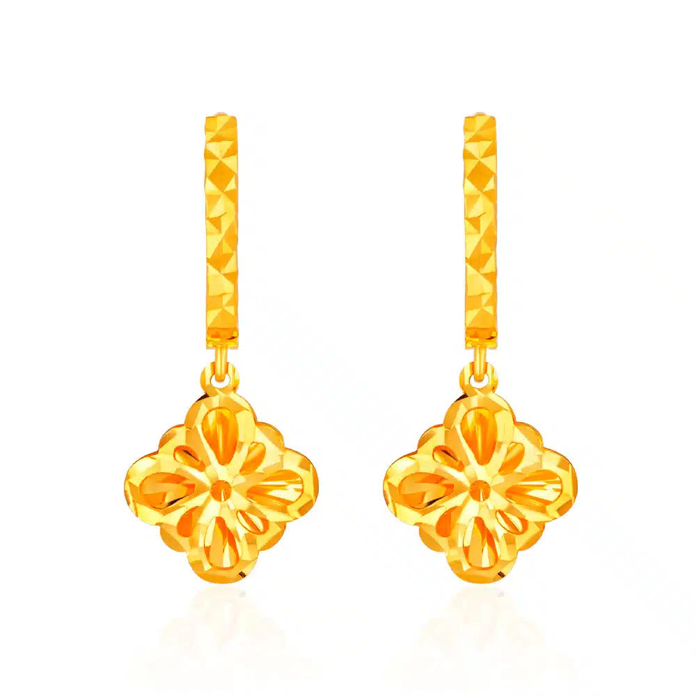 SK 916 Fleur Radiance Huggie Hoop Gold Earrings | SK Jewellery