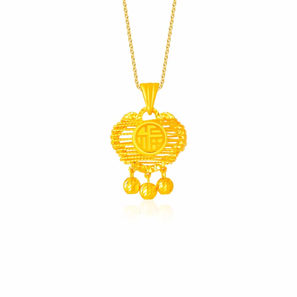 999 Pure Gold Secured Fortune Ruyi Pendant | SK Jewellery